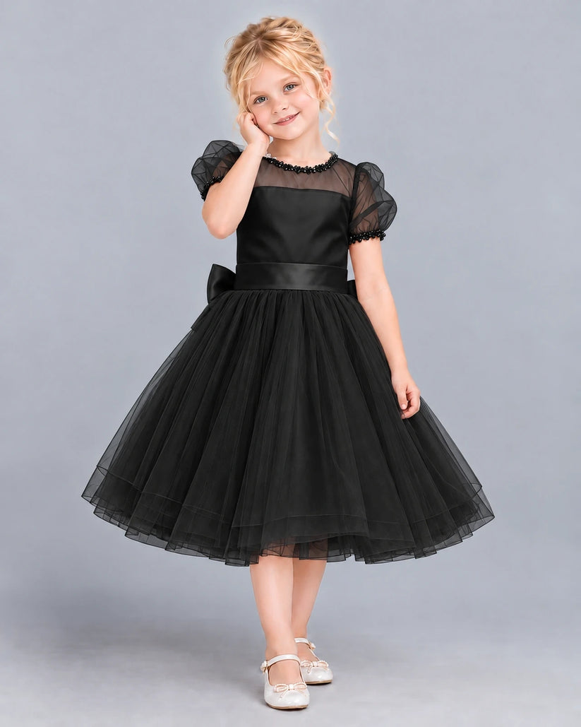 Black Ball Gown Girls Formal Dress Front