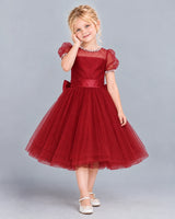 Burgundy Ball Gown Girls Formal Dress Front