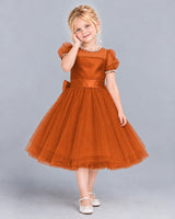 Burnt Orange Ball Gown Girls Formal Dress Front