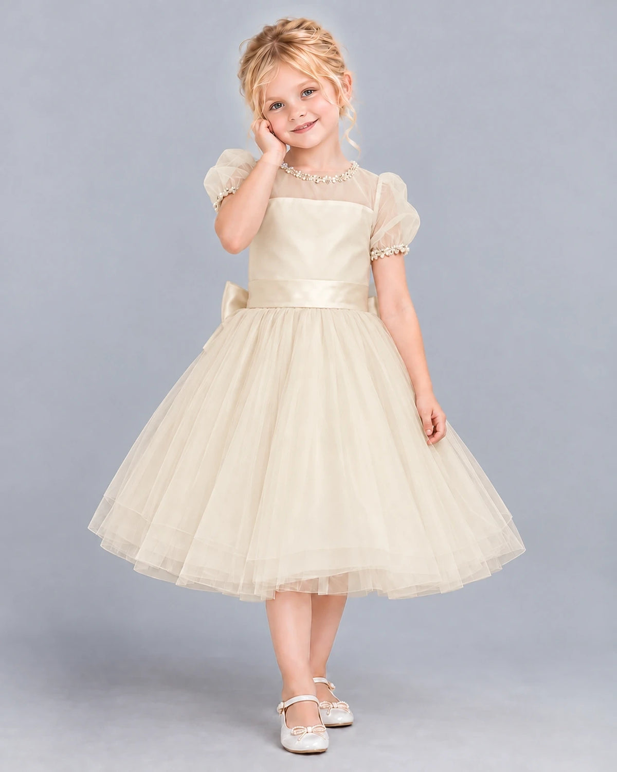 Champagne Ball Gown Girls Formal Dress Front