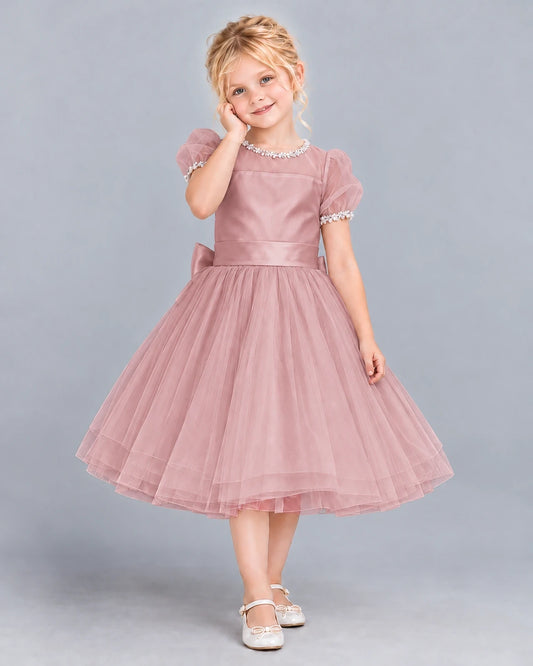 Dusty Rose Ball Gown Girls Formal Dress Front