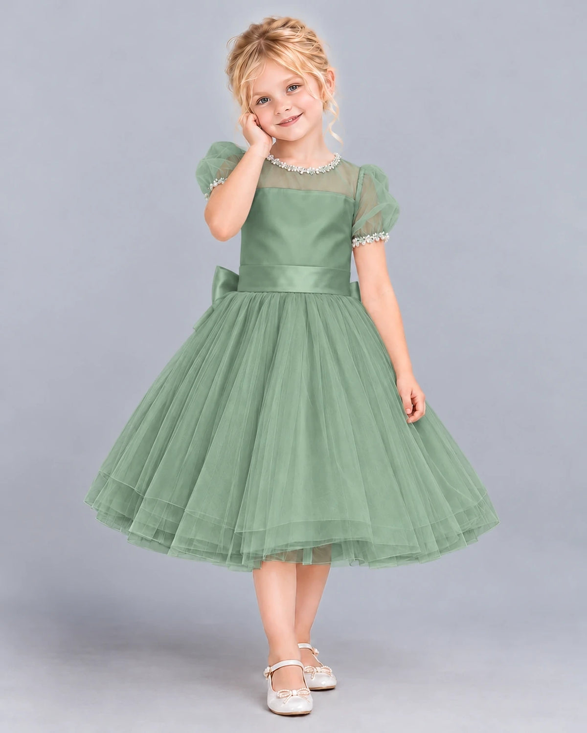 Eucalyptus Ball Gown Girls Formal Dress Front