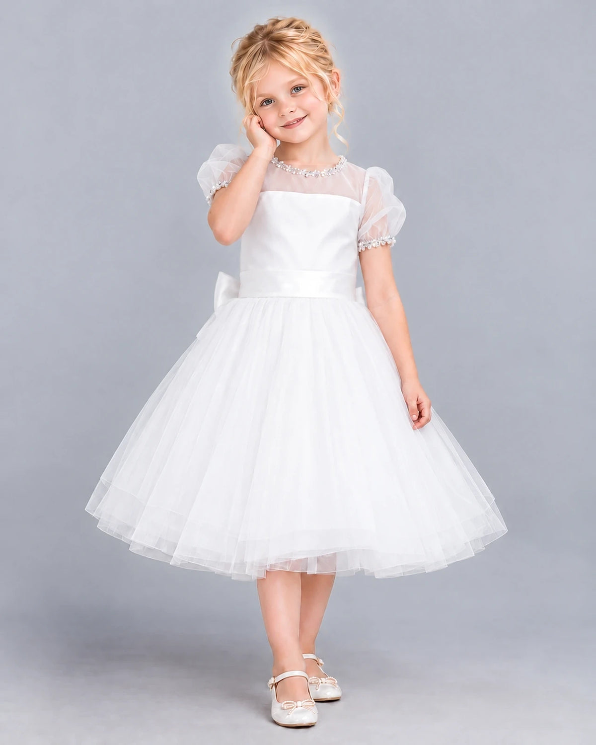 Ivory Ball Gown Girls Formal Dress Front