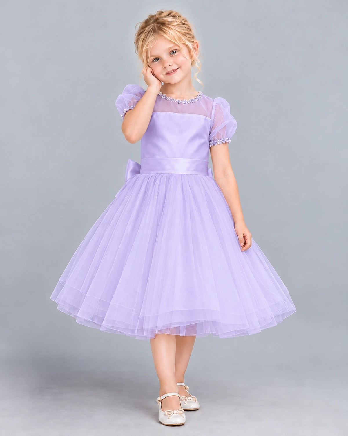 Lavender Ball Gown Girls Formal Dress Front