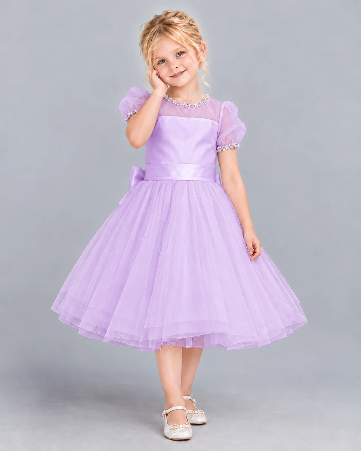 Lilac Ball Gown Girls Formal Dress Front