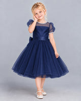 Navy Blue Ball Gown Girls Formal Dress Front