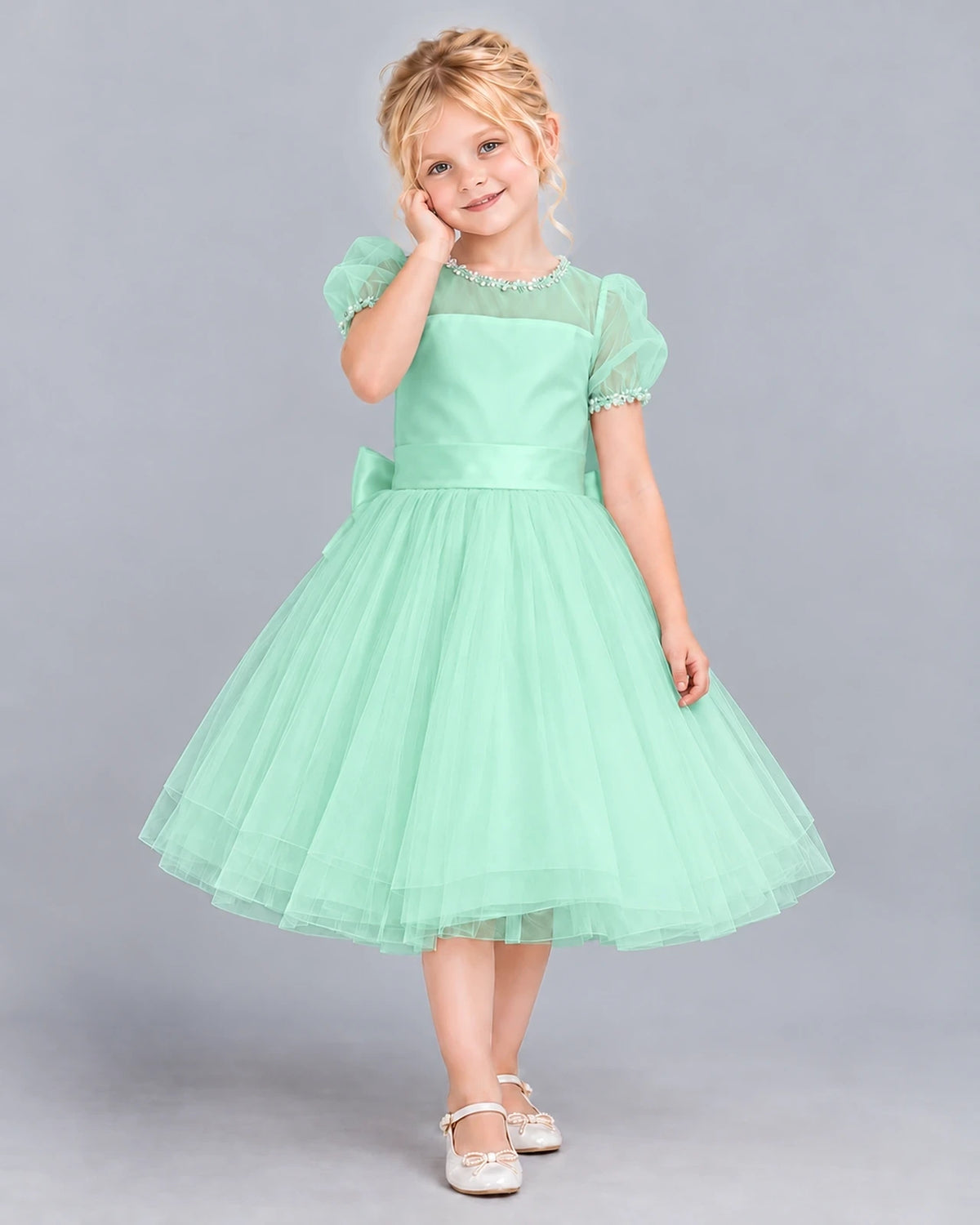 Turquoise Ball Gown Girls Formal Dress Front