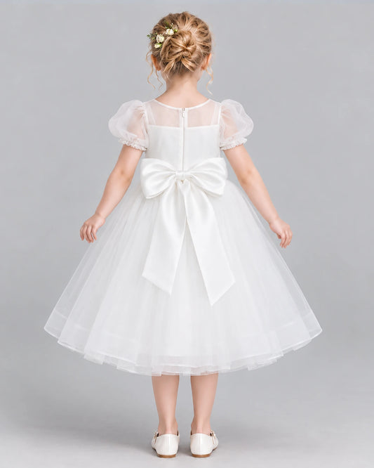 White Ball Gown Girls Formal Dress Back [Shared]