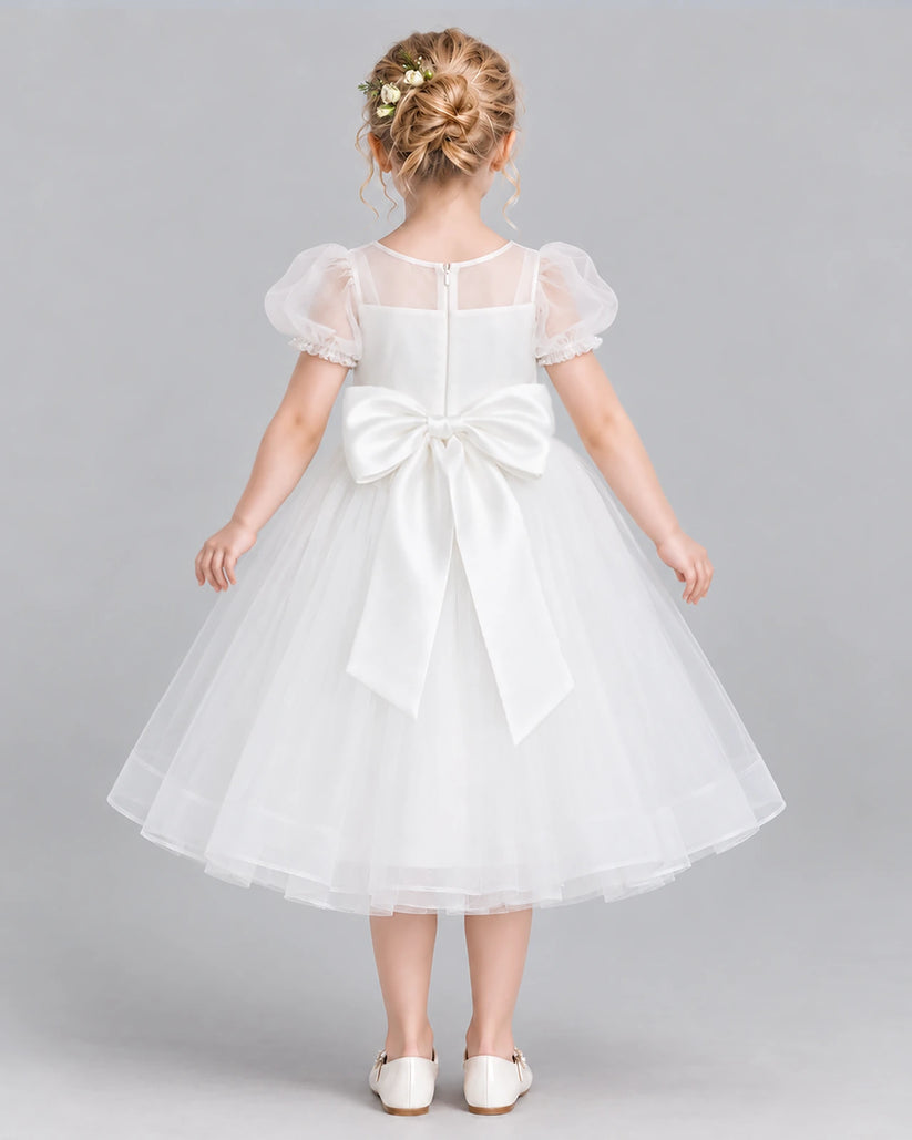 White Ball Gown Girls Formal Dress Back [Shared]