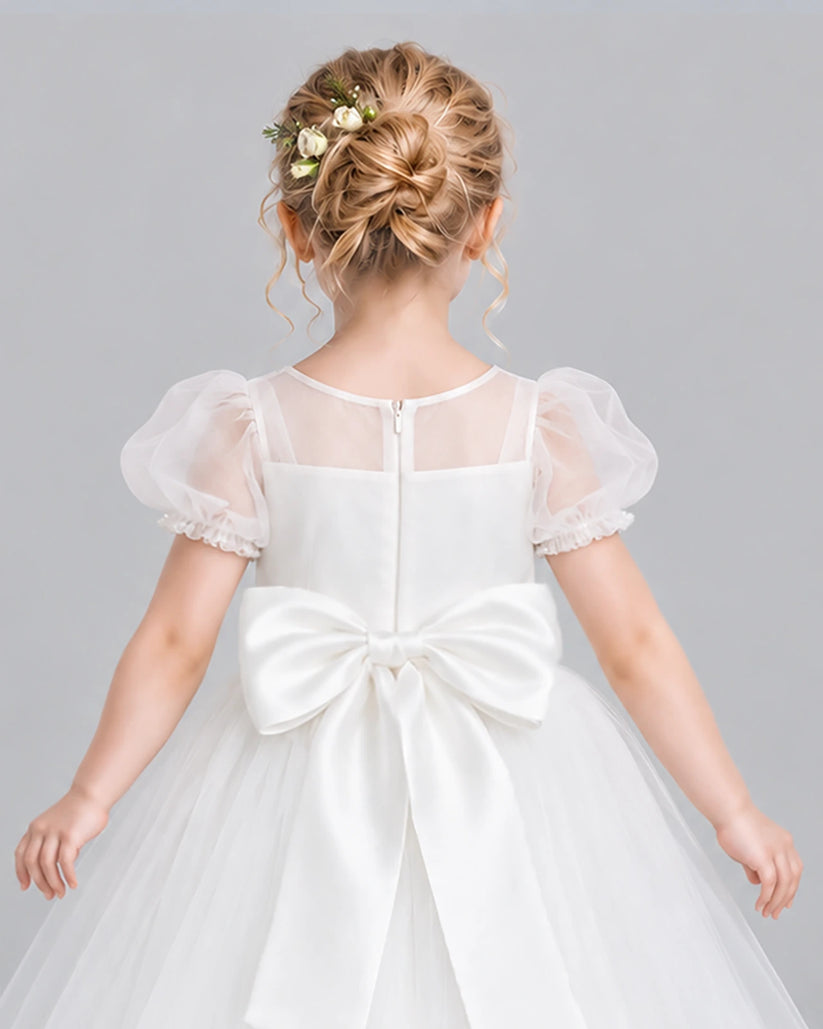 White Ball Gown Girls Formal Dress Back_Detail [Shared]