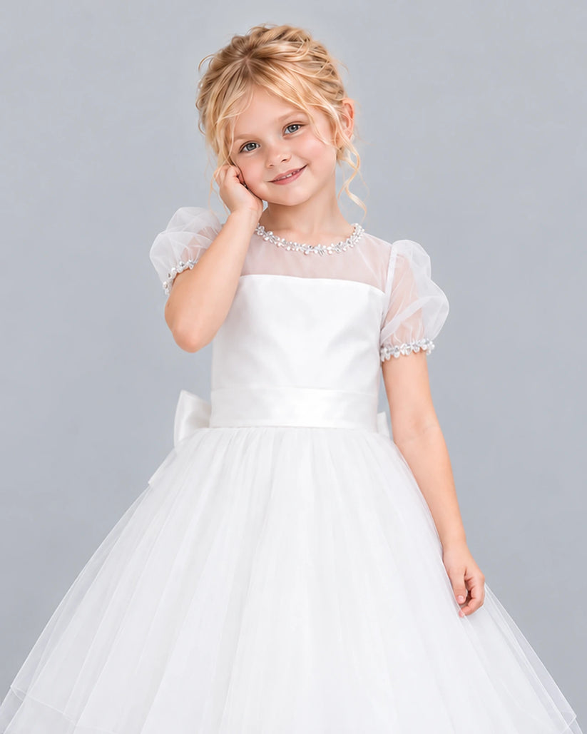 White Ball Gown Girls Formal Dress Detail [Shared]