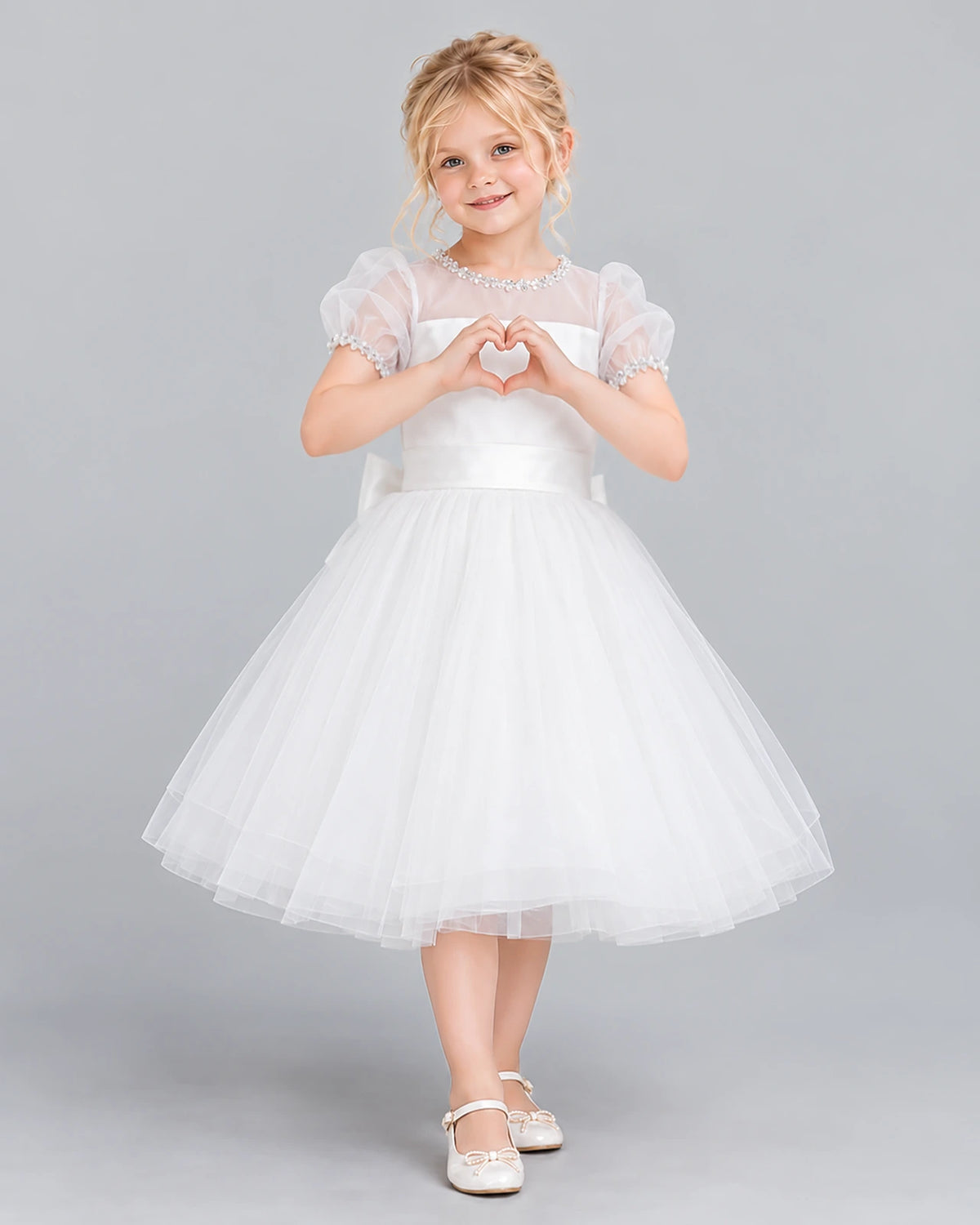 White Ball Gown Girls Formal Dress Pose [Shared]
