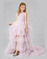 Blush pink A-line Girls Pageant Dresses Side