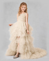 Champagne A-line Girls Pageant Dresses Side