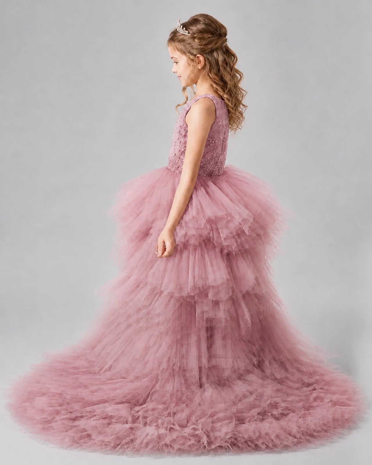Dusty Rose A-line Girls Pageant Dresses Back