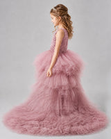 Dusty Rose A-line Girls Pageant Dresses Back