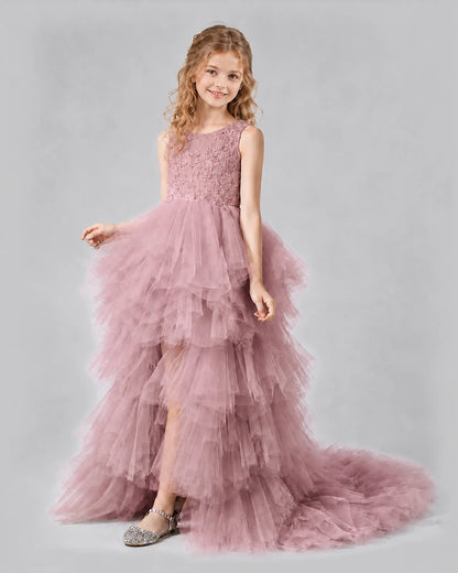 Dusty Rose A-line Girls Pageant Dresses Side