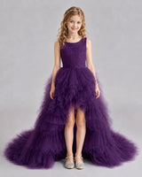 Grape A-line Girls Pageant Dresses Front