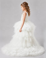 Ivory A-line Girls Pageant Dresses Back