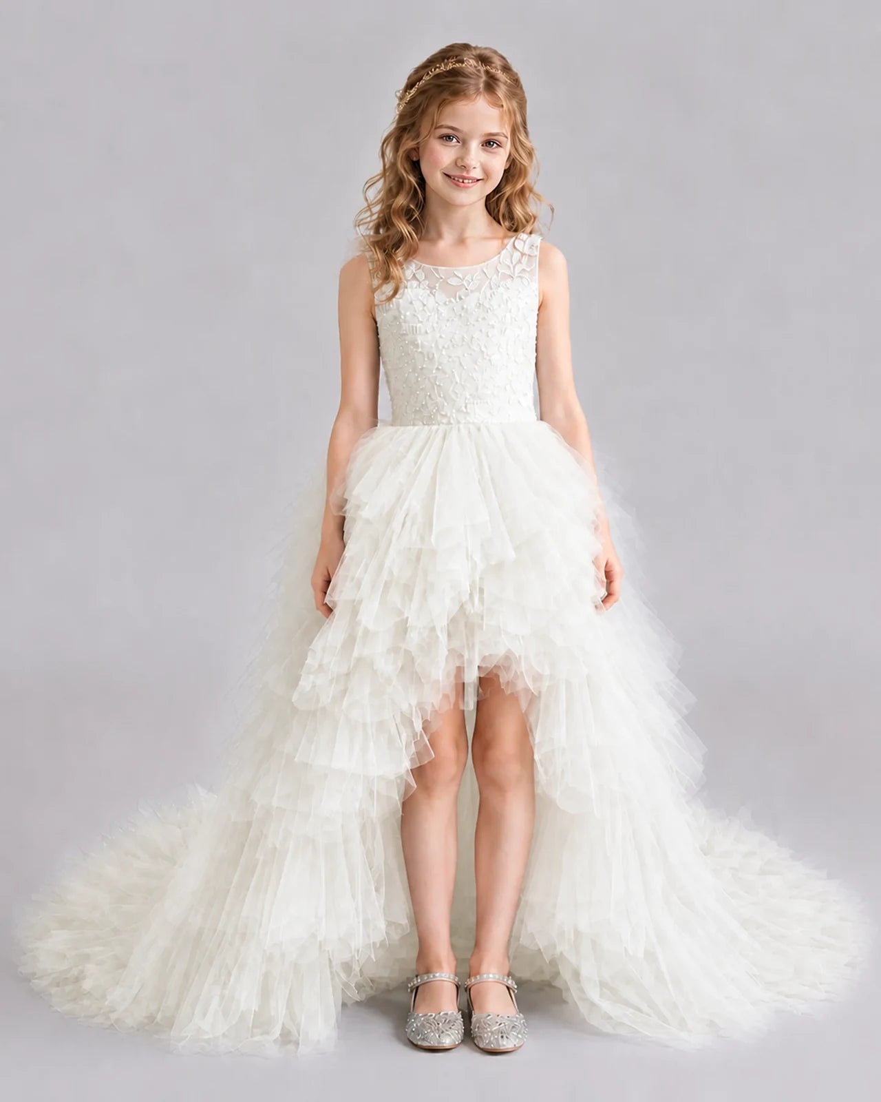 Ivory A-line Girls Pageant Dresses Front