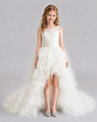 Ivory A-line Girls Pageant Dresses Front