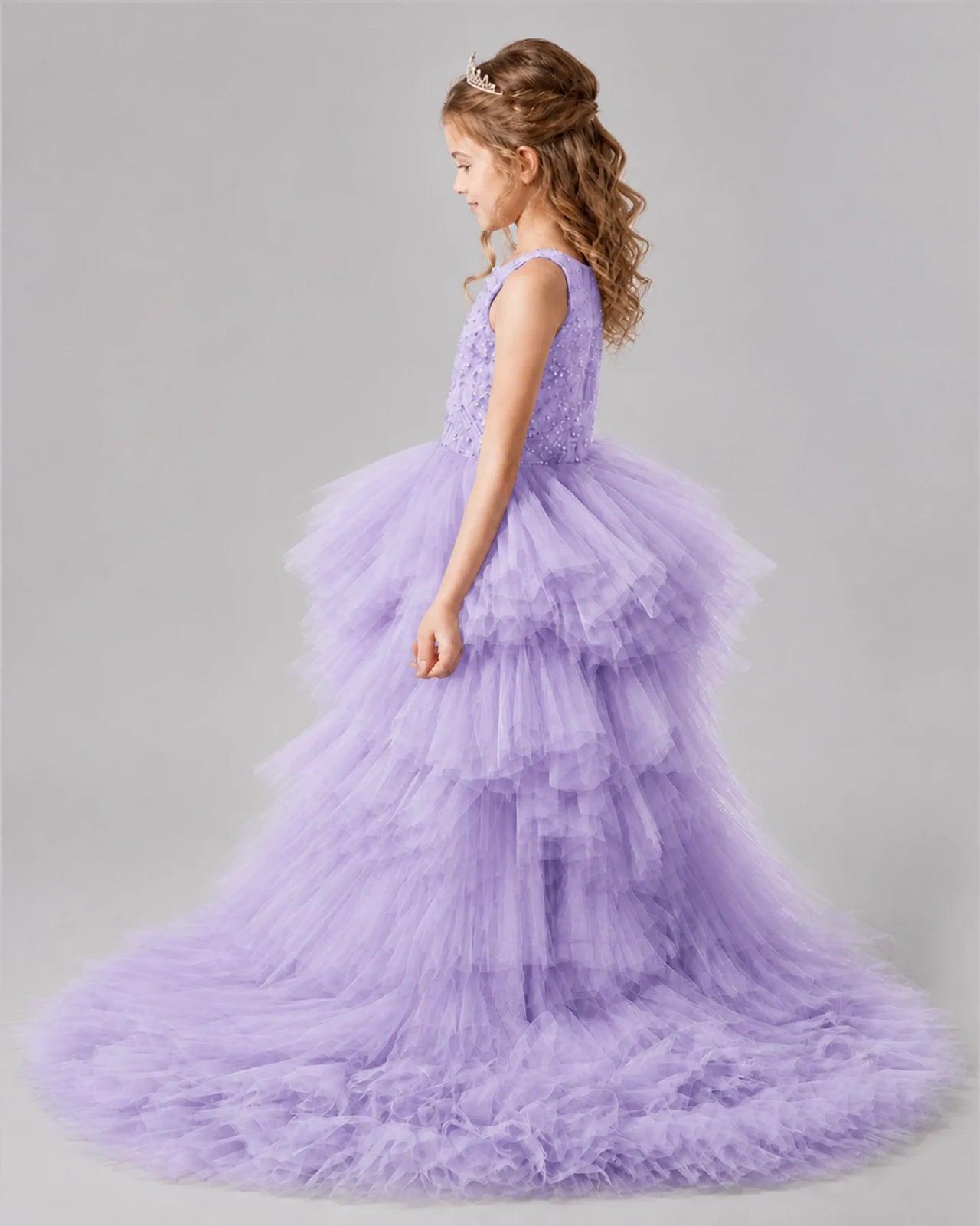 Lilac A-line Girls Pageant Dresses Back