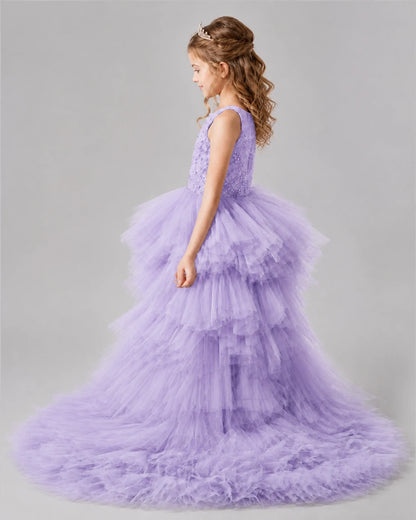 Lilac A-line Girls Pageant Dresses Back