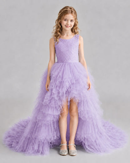 Lilac A-line Girls Pageant Dresses Front