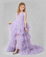 Lilac A-line Girls Pageant Dresses Side