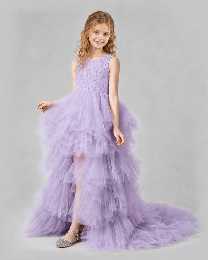 Lilac A-line Girls Pageant Dresses Side
