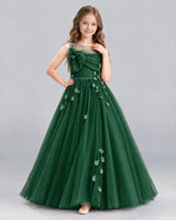 Dark Green Ball Gown Girls Formal Dress Front