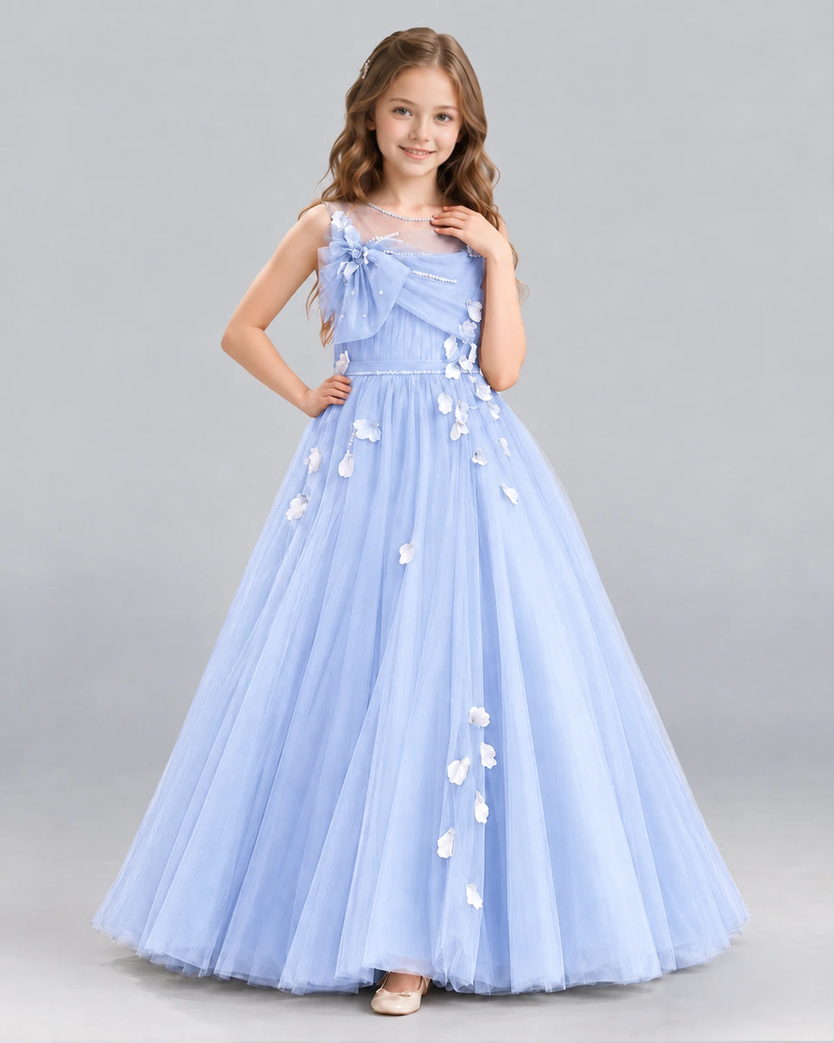 Lavender Ball Gown Girls Formal Dress Front