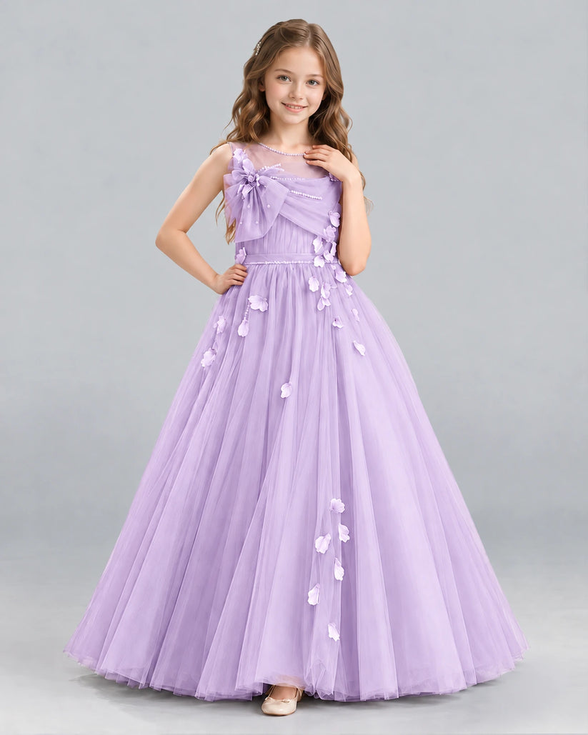 Lilac Ball Gown Girls Formal Dress Front