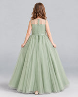 Sage Green Ball Gown Girls Formal Dress Back [Shared]