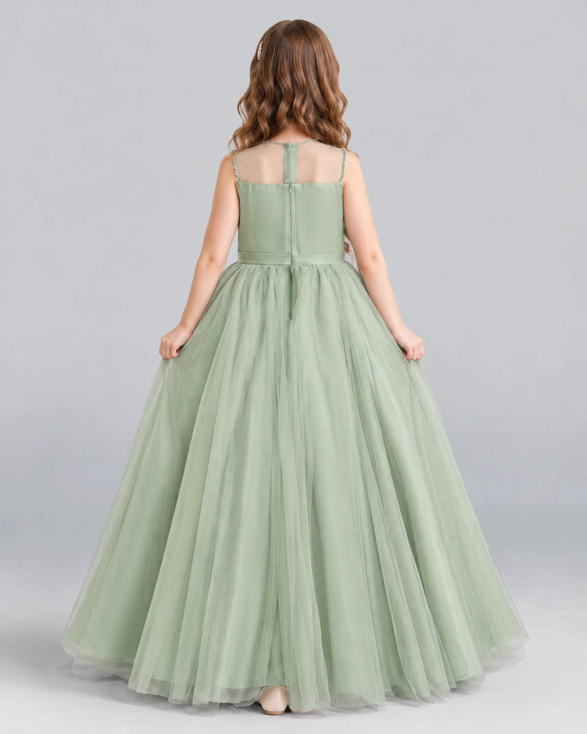 Sage Green Ball Gown Girls Formal Dress Back [Shared]