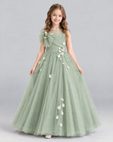 Sage Green Ball Gown Girls Formal Dress Pose [Shared]