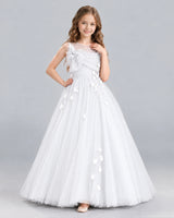 White Ball Gown Girls Formal Dress Front