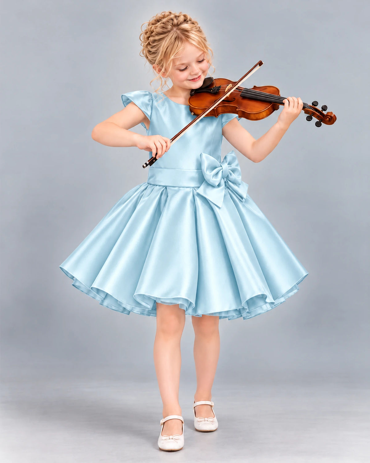 Baby Blue Ball Gown Girls Formal Dress Front