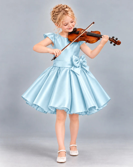 Baby Blue Ball Gown Girls Formal Dress Front