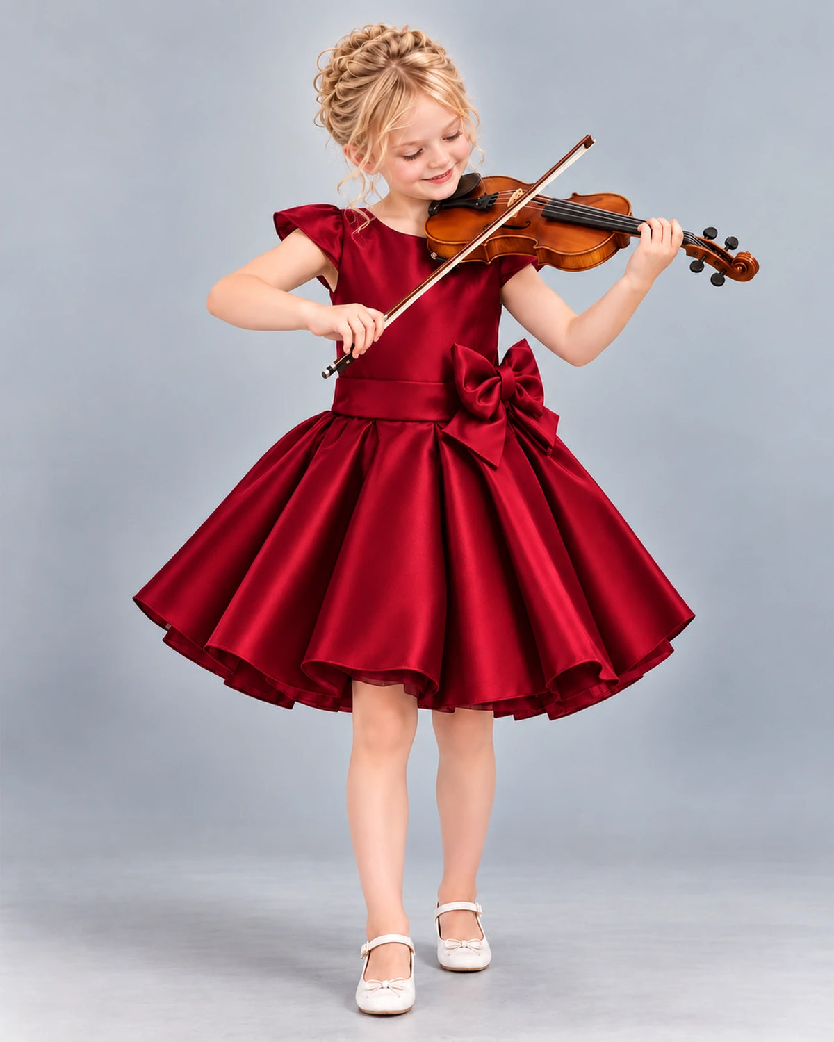 Burgundy Ball Gown Girls Formal Dress Front