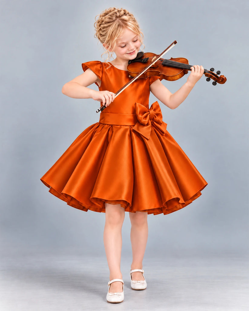 Burnt Orange Ball Gown Girls Formal Dress Front