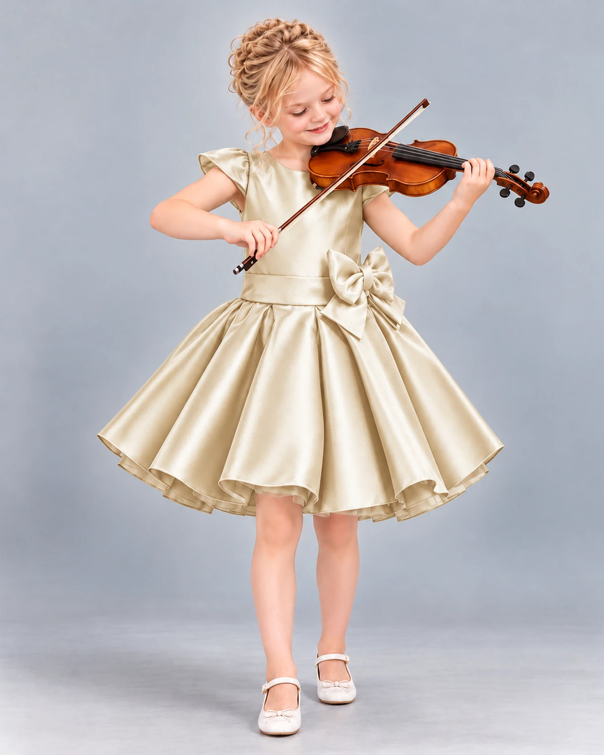 Champagne Ball Gown Girls Formal Dress Front