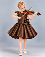 Chocolate Ball Gown Girls Formal Dress Front