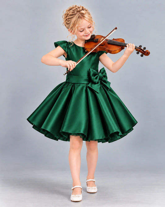 Dark Green Ball Gown Girls Formal Dress Front