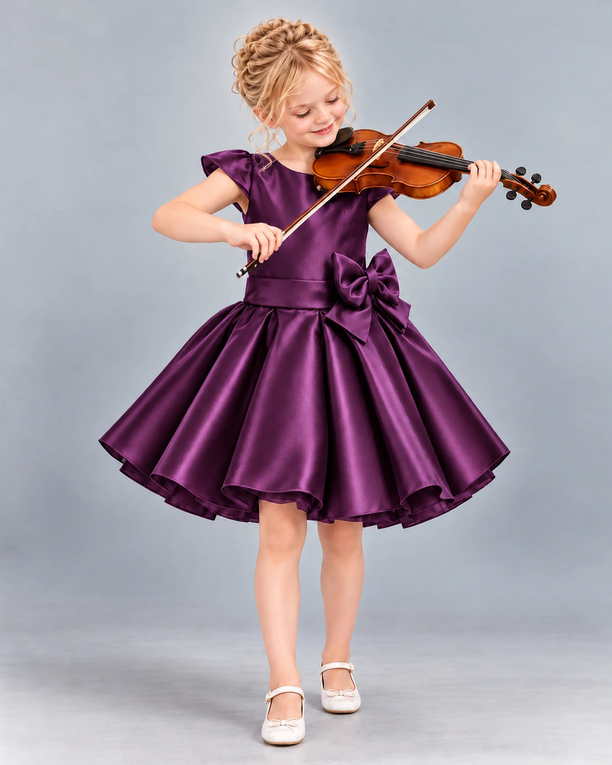 Grape Ball Gown Girls Formal Dress Front
