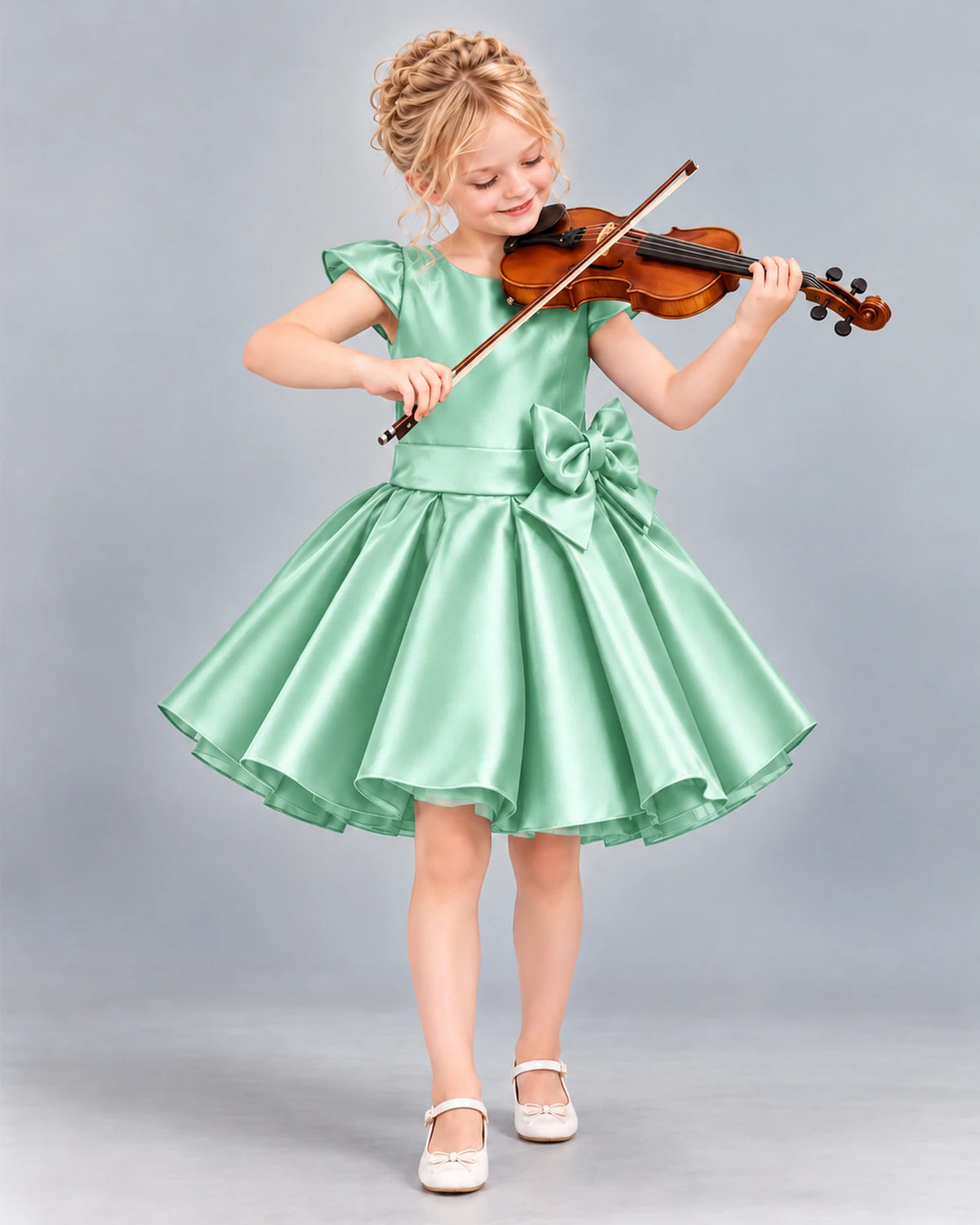 Mint Green Ball Gown Girls Formal Dress Front
