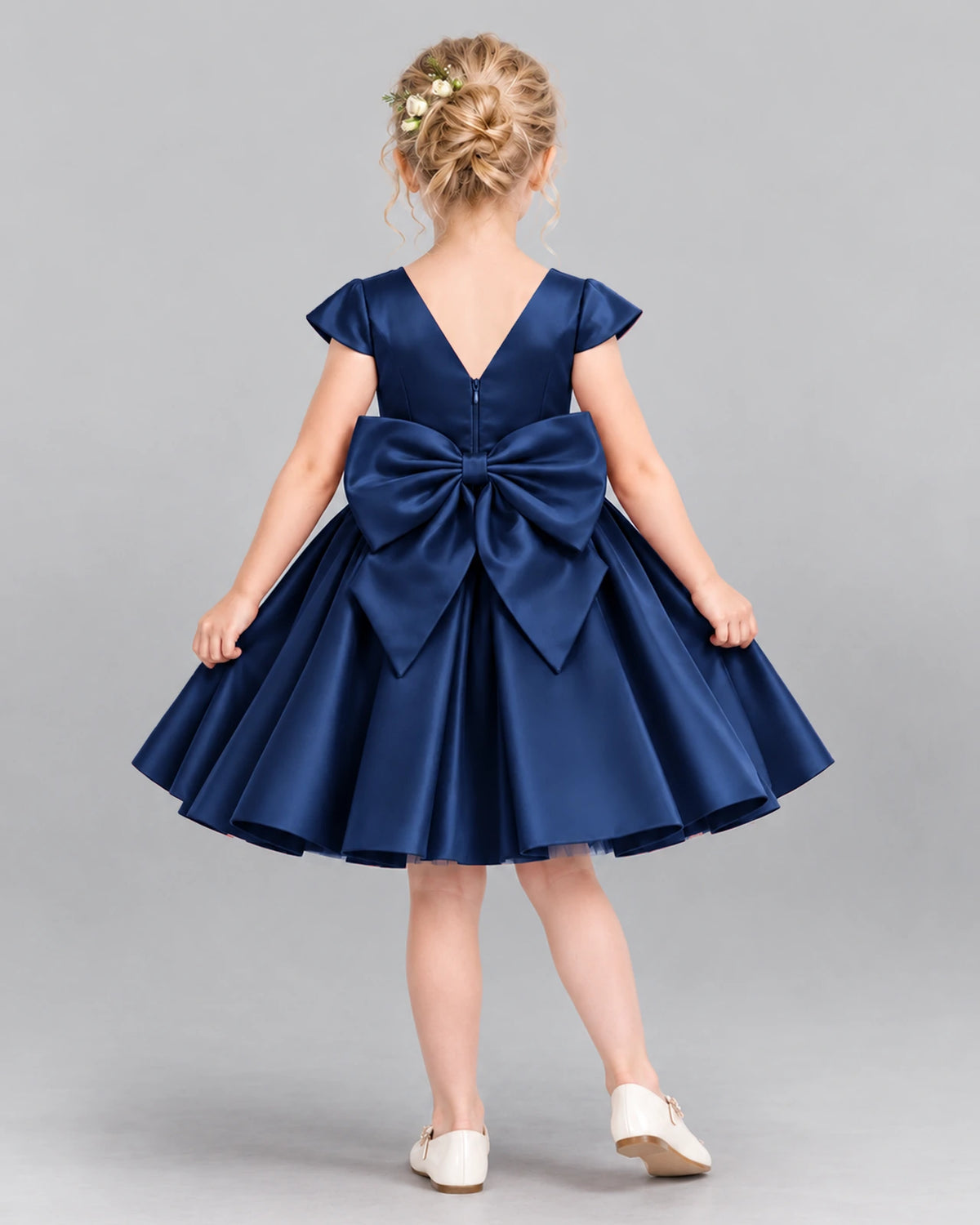 Navy Blue Ball Gown Girls Formal Dress Back [Shared]