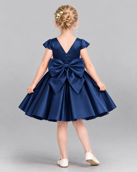 Navy Blue Ball Gown Girls Formal Dress Back [Shared]