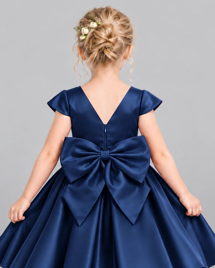 Navy Blue Ball Gown Girls Formal Dress Back_Detail [Shared]