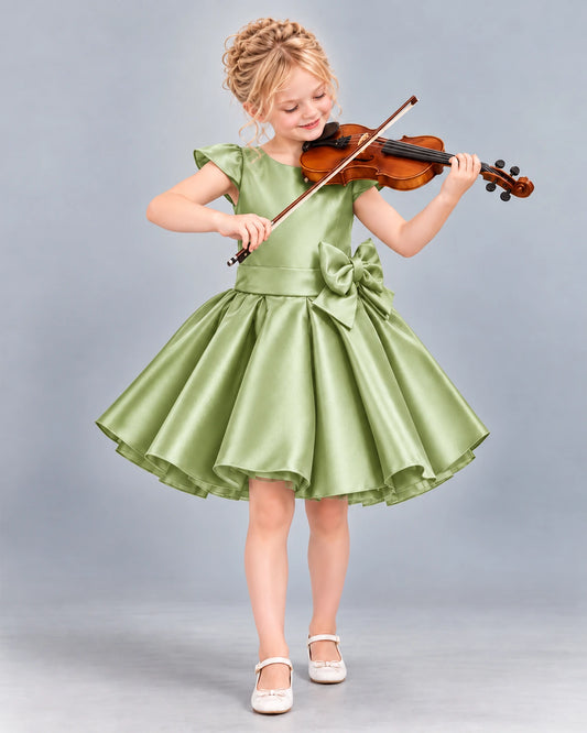 Sage Green Ball Gown Girls Formal Dress Front